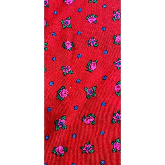 Vintage 1970’s LAINE 100% Wool Red Floral Scarf Handprinted Japan CA 00098 - Picture 9 of 9